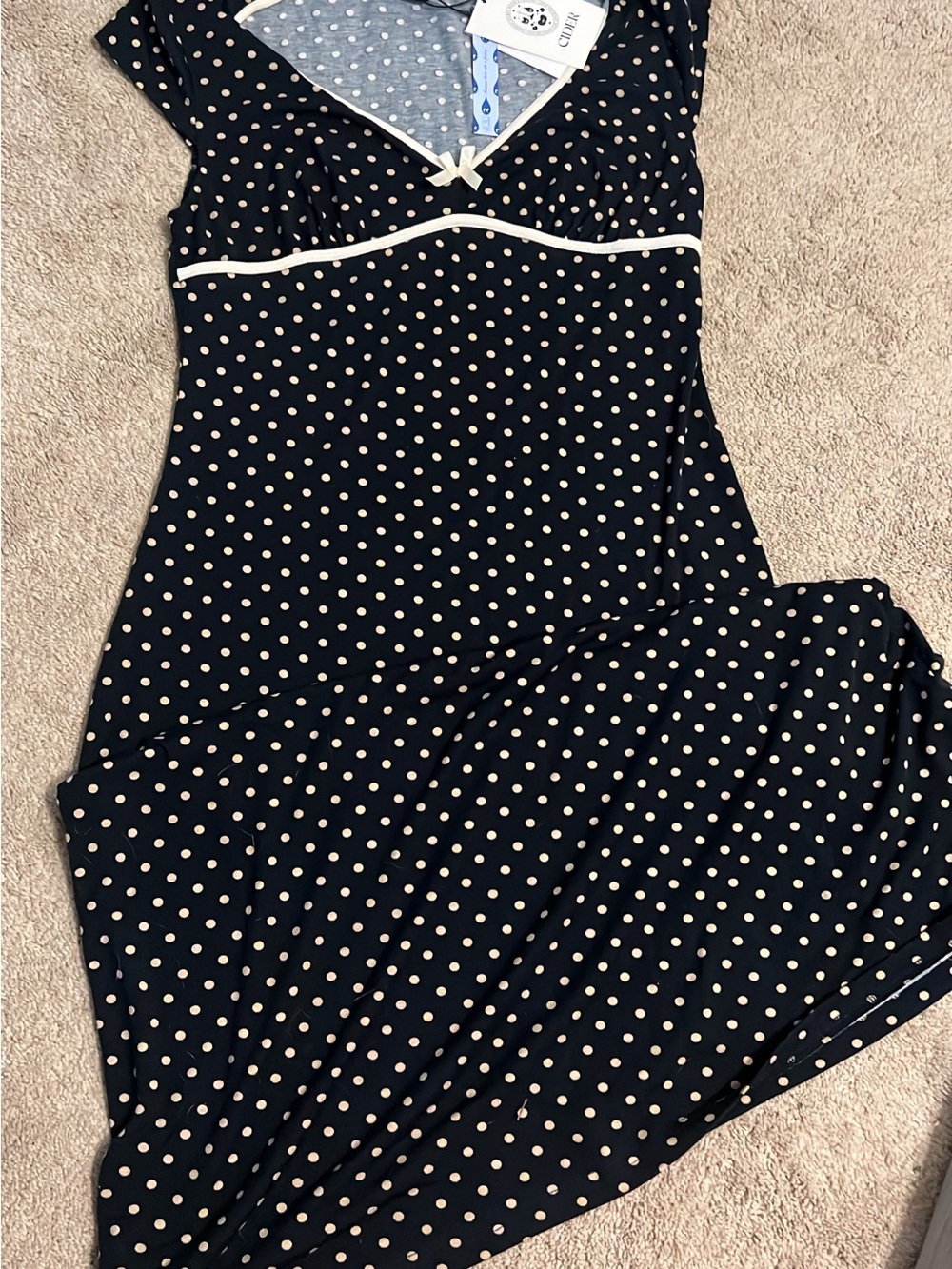 Cider Polka Dot Nightgown - Navy with Cream Dots